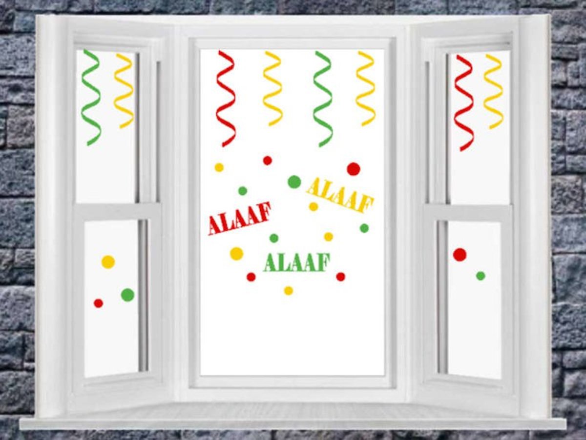 Raamstickerset Carnaval herbruikbaar serpentine + confetti & Alaaf |  